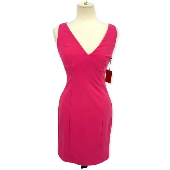 Vince Camuto Dresses & Skirts - Vince Camuto Hot Pink Sleeveless V Neck Twist Back Dress Size 4 NWT